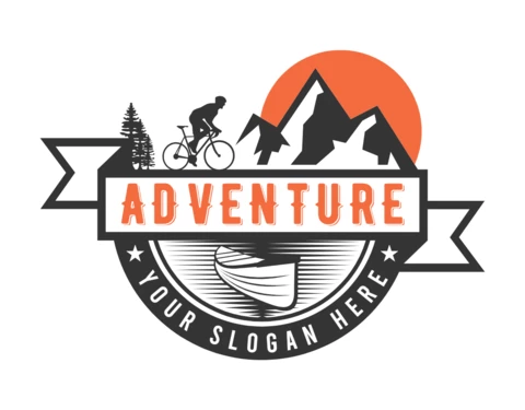 Modèle de conception de logo de voyage d'aventure