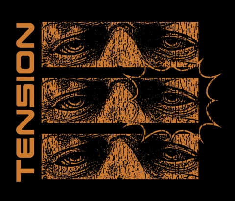 Template de design graphique pour vêtements avec tension artistique.
