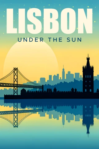 Lisbon Sunset On The Taje Design Template for Travel Posters