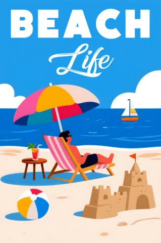 Beach Life Design Template for Summer-Themed Posters