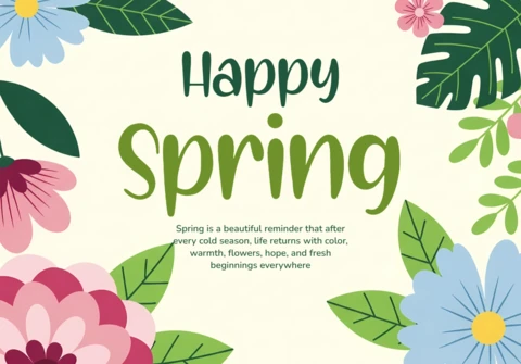 Spring Floral Design Template for Greeting Cards