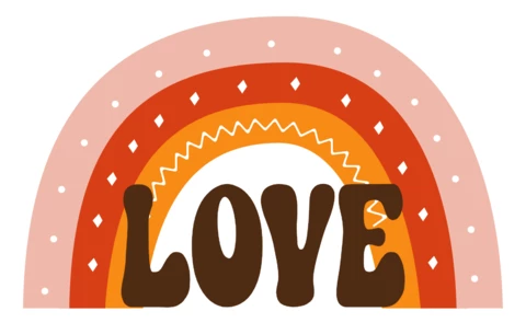 Valentines Day Rainbow Logo Template Design