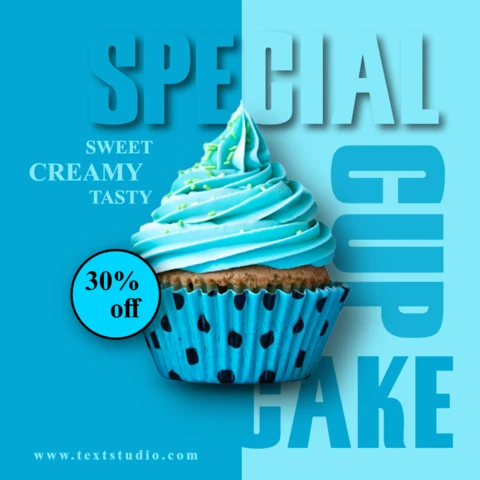 Blue Special Cupcake Bakery Instagram Post Design Tempalte