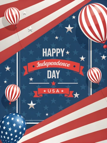 USA Patriotic Independence Day Design Template with Balloons and Stars