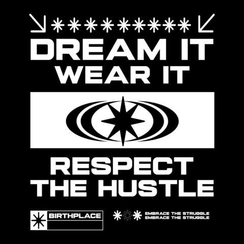 DREAM IT WEAR IT Motivational Star Symbol with Hustle Quote & Minimalist T-Shirt Design Template