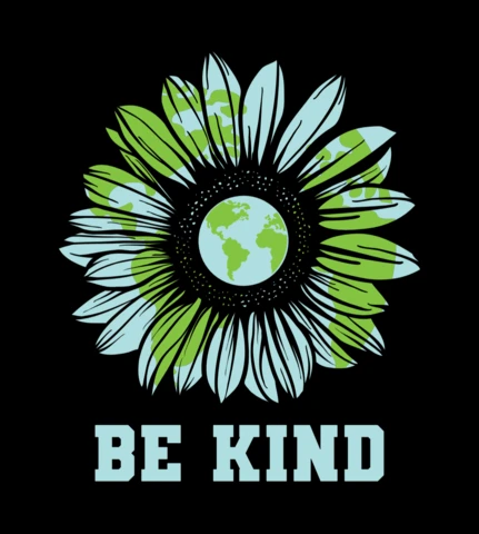 Be Kind Earth And Flower Hippie T-shirt Design Template