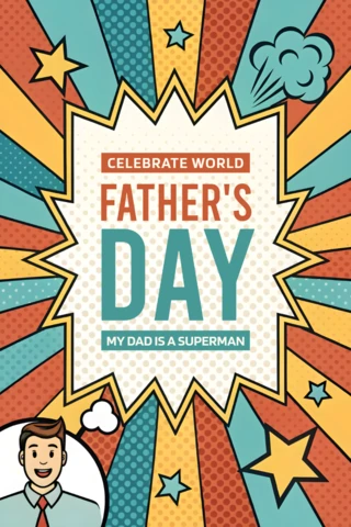 Pop Art Father's Day Celebration Template - Editable Design for Super Dad