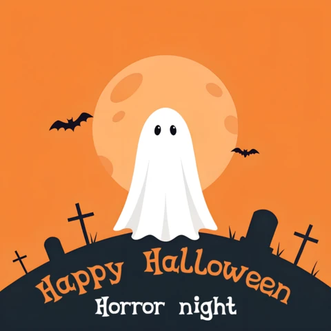 Happy Halloween Ghost Design Template for Party Invitations