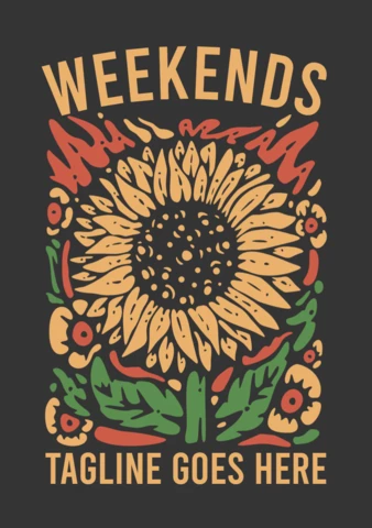 Fine settimana con modello di design t-shirt vintage girasole