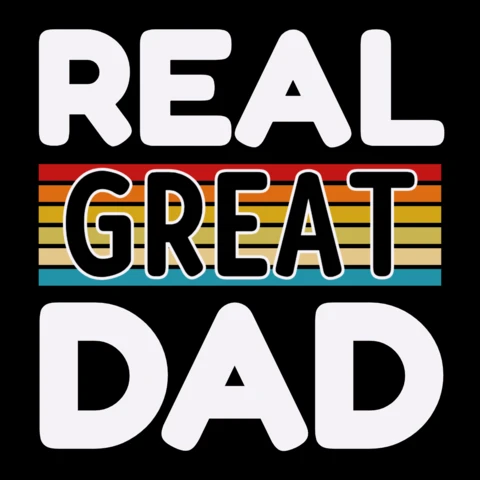 Babalar günü basilabi̇li̇r projeleri̇ i̇çi̇n 'real great dad' retro ti̇pografi̇ tasarimi