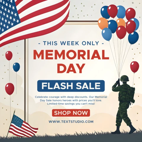 Patriotic Memorial Day Sale Template – Editable Design for Celebrating Heroes
