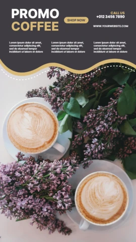 Modelo de design de postagem de história promocional do Instagram para cafeteria