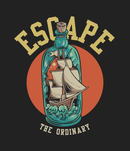Ship Break Through Bottle T-shirt Design Template