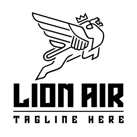 Modèle de logo pour le lion ailé et l'air