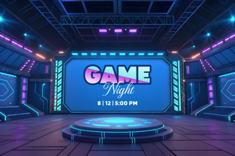 Game Night Event Template with Futuristic Stage Design