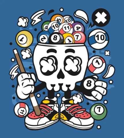 Billiard Skull Cartoon Character Design Template