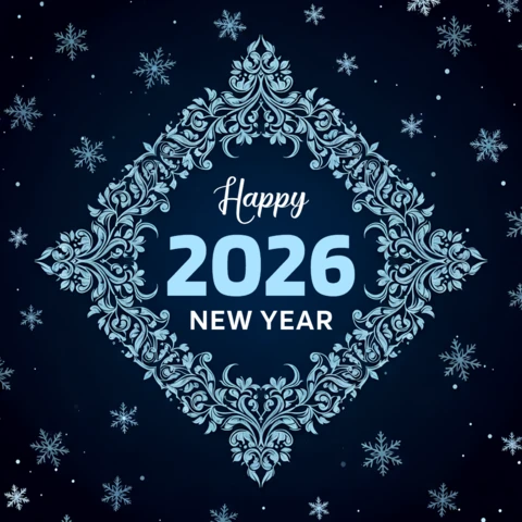 Elegant New Year 2026 Design Template with Ornate Frame for Greeting Cards