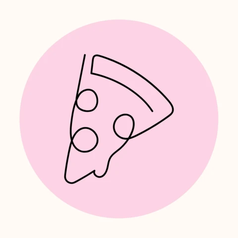 Modello di copertina per evidenziare la storia di Instagram con fetta di pizza al tratto