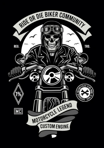 Ride Or Die Biker Club Skull T-shirt Design Template