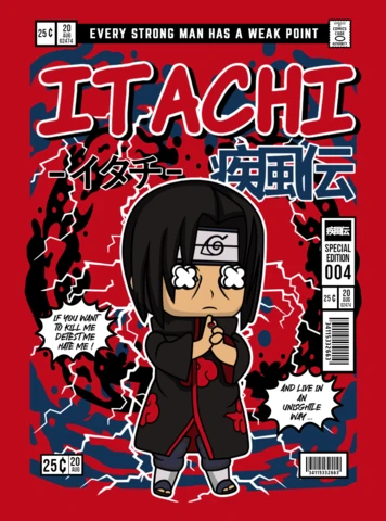 Modèle de conception de couverture de magazine de personnage de dessin animé Itachi Uchiha