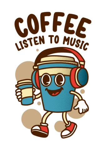 Modèle de design ludique de café et de musique pour des projets créatifs