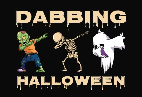 Dabbing Halloween Skeleton Zombie Ghost T-Shirt Design