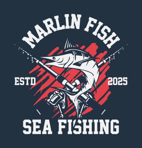 Sea Fishing Marlin Fish Vintage T-shirt Design Template