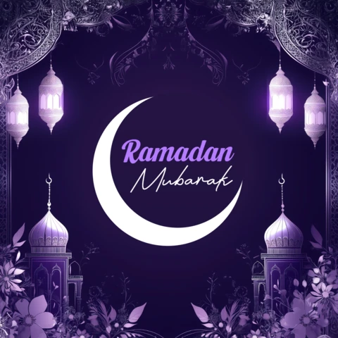 Modelo de design elegante para a celebração do Ramadã com motivos florais e lanternas
