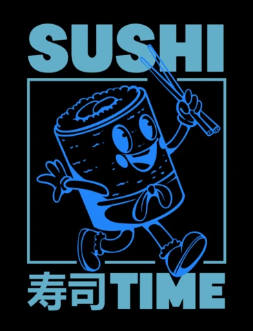 Sushi avec un sourire œuvre d'art pour les amateurs de nourriture modèle de design de t-shirt