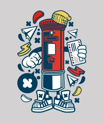 Post Box Cartoon Character T-Shirt Design Template