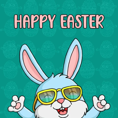 Conejo de Pascua feliz plantilla de diseño para celebraciones festivas