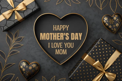 Elegant Mother's Day Greeting Card Template Design with Gold Accents