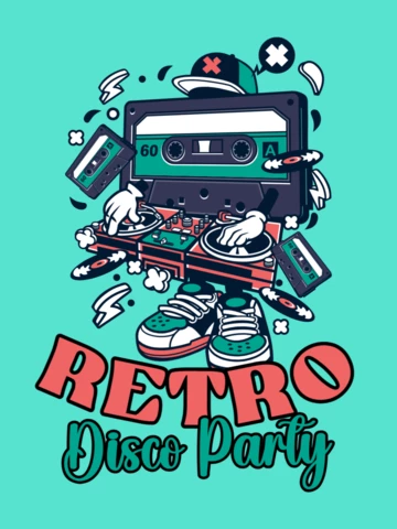 Szablon projektu koszulki w stylu retro disco z muzyką