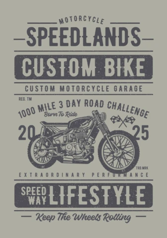 Speedlands benutzerdefinierte Fahrrad Vintage T-Shirt Design-Vorlage