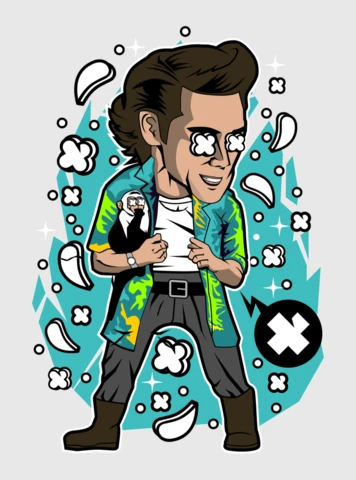 Ace Ventura Cartoon Character Pop Culture T-shirt Design Template
