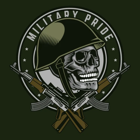 Military Pride Skull T-Shirt Design Template