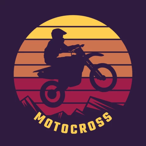 Motocross Jump Silhouette With Sunset T-shirt Design Template