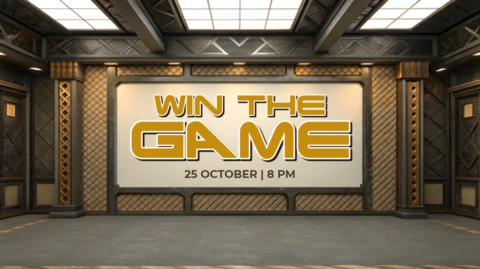 Game Night Promotional Template with Industrial Design and Spaceship Elements