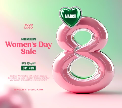 Big Glossy Eight for Women's Day Flyer Design Template in Pastel Colors