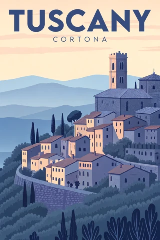 Tuscany Cortona Vintage Design Template for Travel Posters