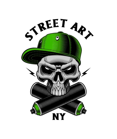 Graffiti Skull With Spray Cans T-Shirt Design Template