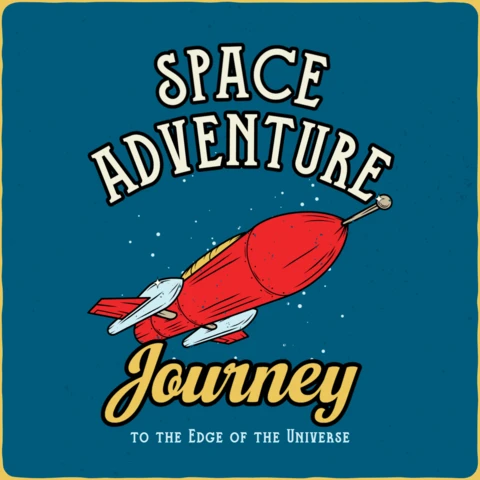 Space Adventure Retro T-shirt Design Template