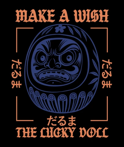 Faites un vœu avec ce modèle de t-shirt de poupée daruma porte-bonheur.