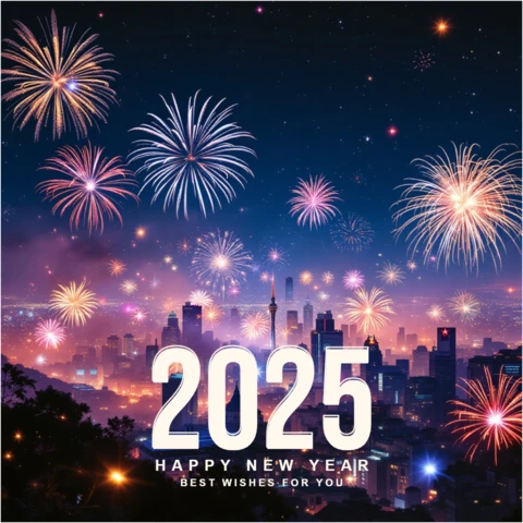 Feuerwerk spektakuläre frohes neues Jahr 2025 Hintergrundbild Designvorlage