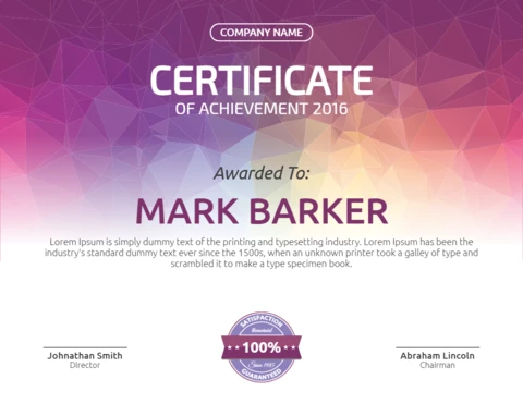 Abstract Modern Certificate Of Achievement Post Design Template