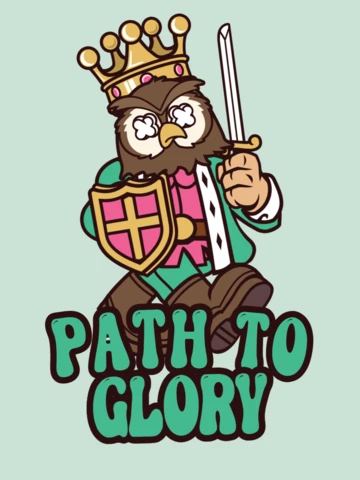 Modelo de design de camiseta de personagem coruja caminho para a glória