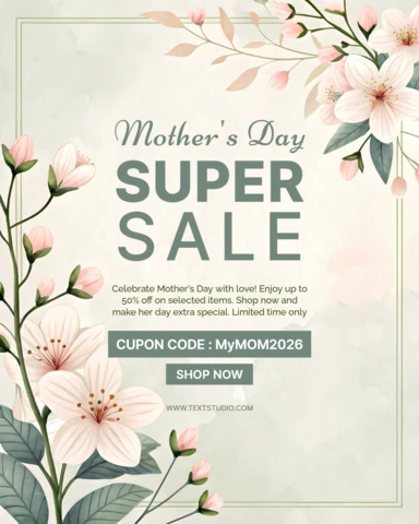 Elegant Floral Mother's Day Sale Template Design for Spa Promotions