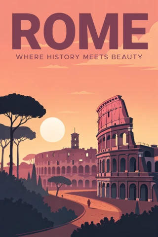 Rome vintage reisposter ontwerp sjabloon voor brochure