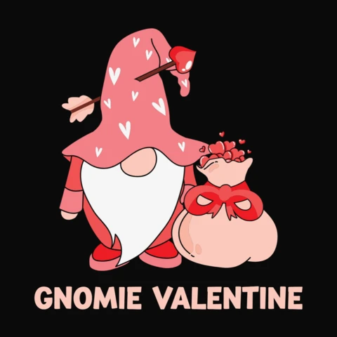 Gnomie Valentine Full Of Hearts T-Shirt Design Template