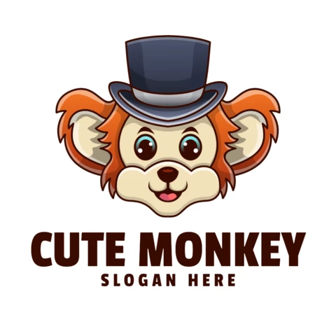 Modèle de conception de logo de singe mignon